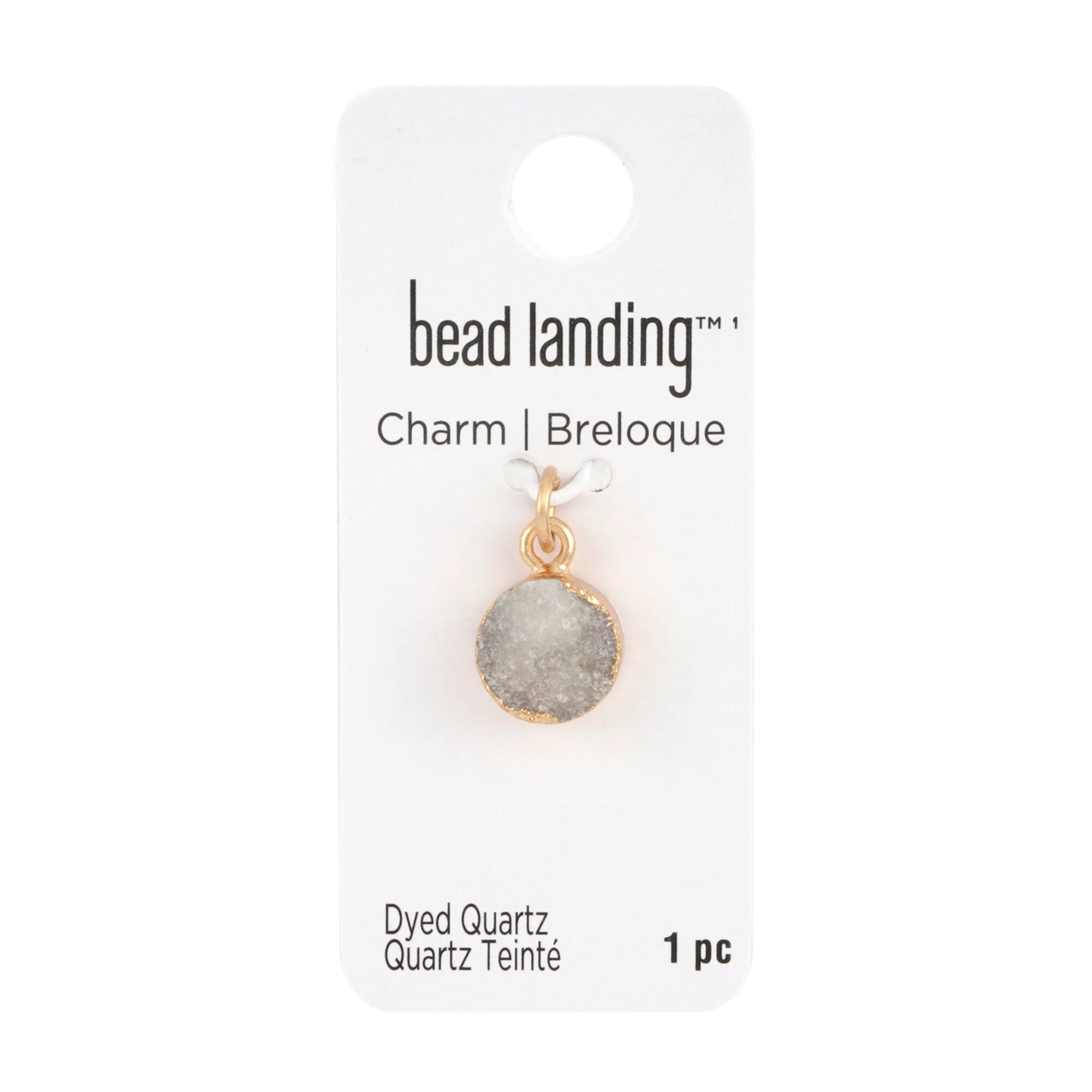 Round White Dyed Quartz Charm by Bead Landing™